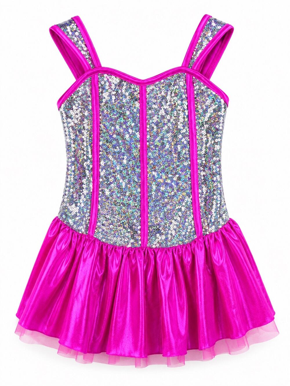 Weissman Style 8782 Hologram Sequin Pink Dance Costume Child Medium